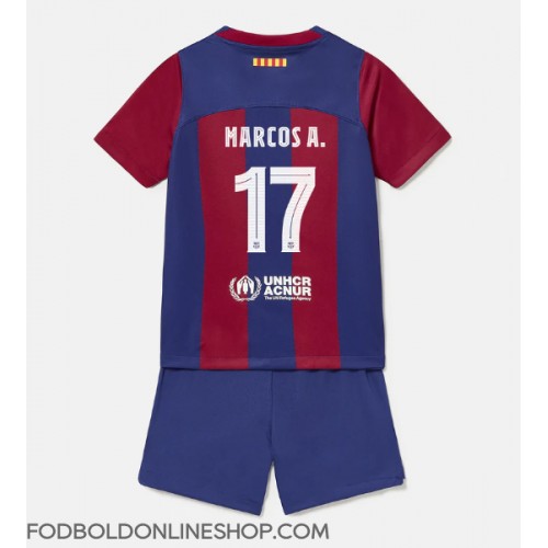 Barcelona Marcos Alonso #17 Hjemme Trøje Børn 2023-24 Kortærmet (+ Korte bukser)